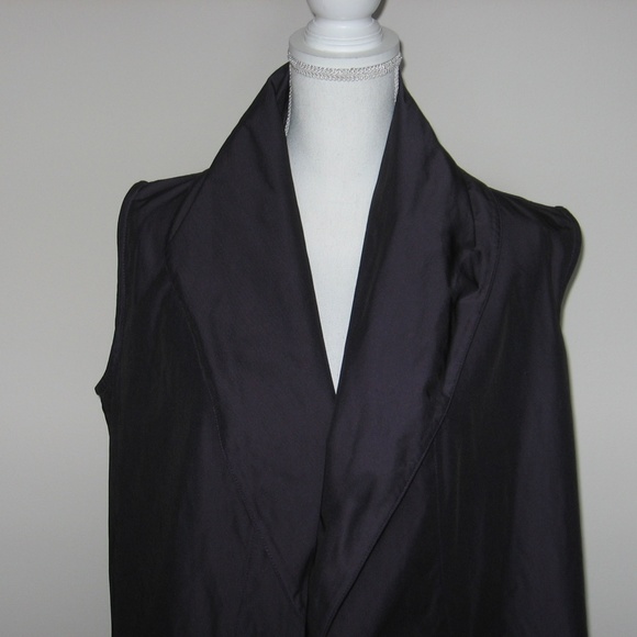 BRYN WALKER Gray Poly Shawl Collar Open Front Vest - Picture 2 of 6
